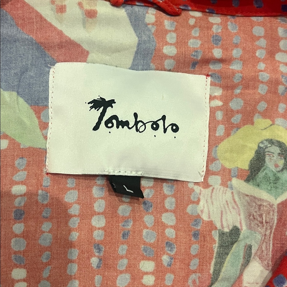 Tombolo Ana Leovy x Tombolo red size large SOLD OUT cabana Hawaiian shirt - Picture 4 of 5